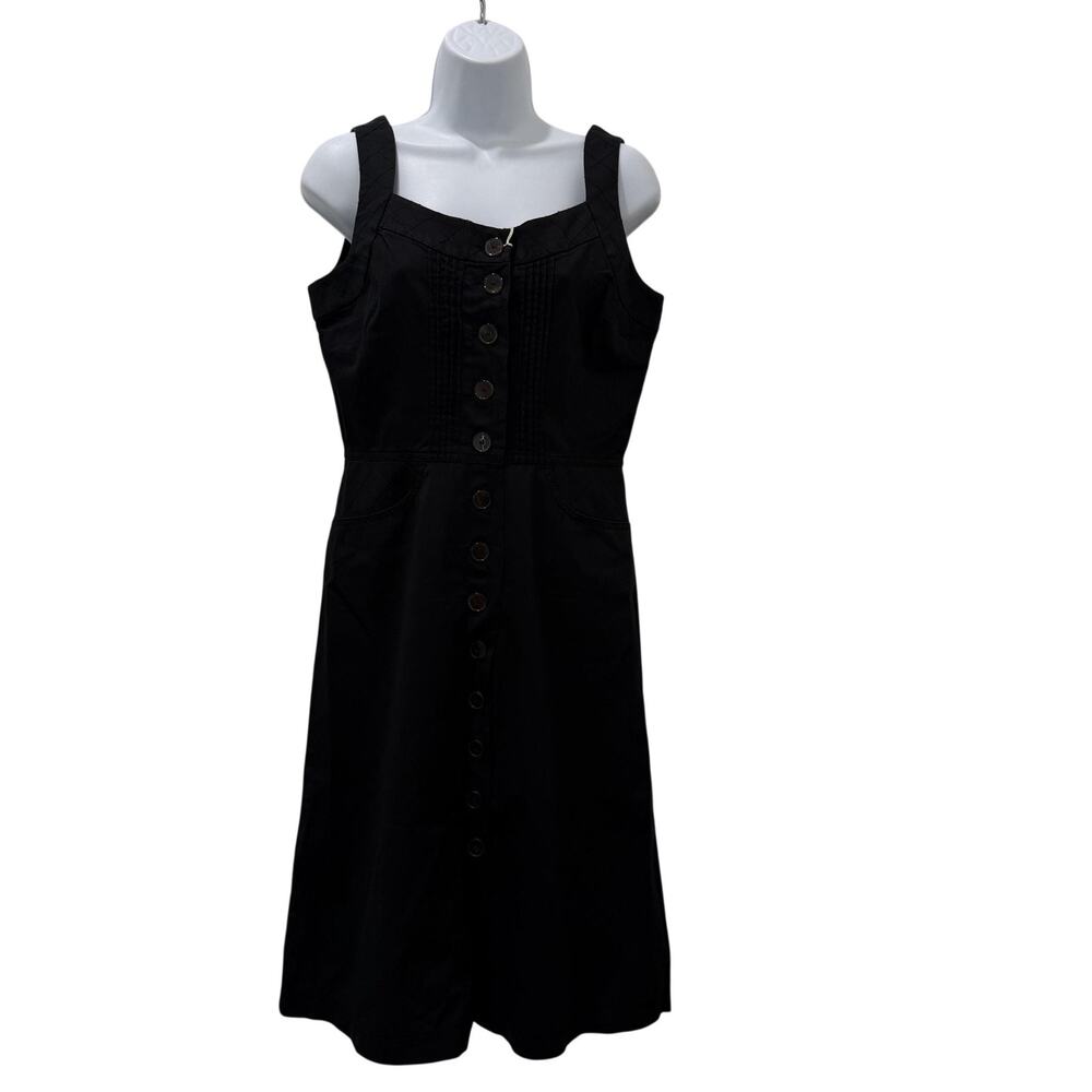 Gerard Darel Dress Womens 40 Black Button Front Square Neck Sundress Pockets